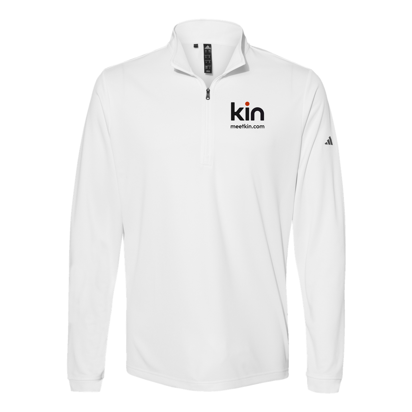 kin-adidas-quarter-zip-embroidery-leftchest-A401-white-flat-front