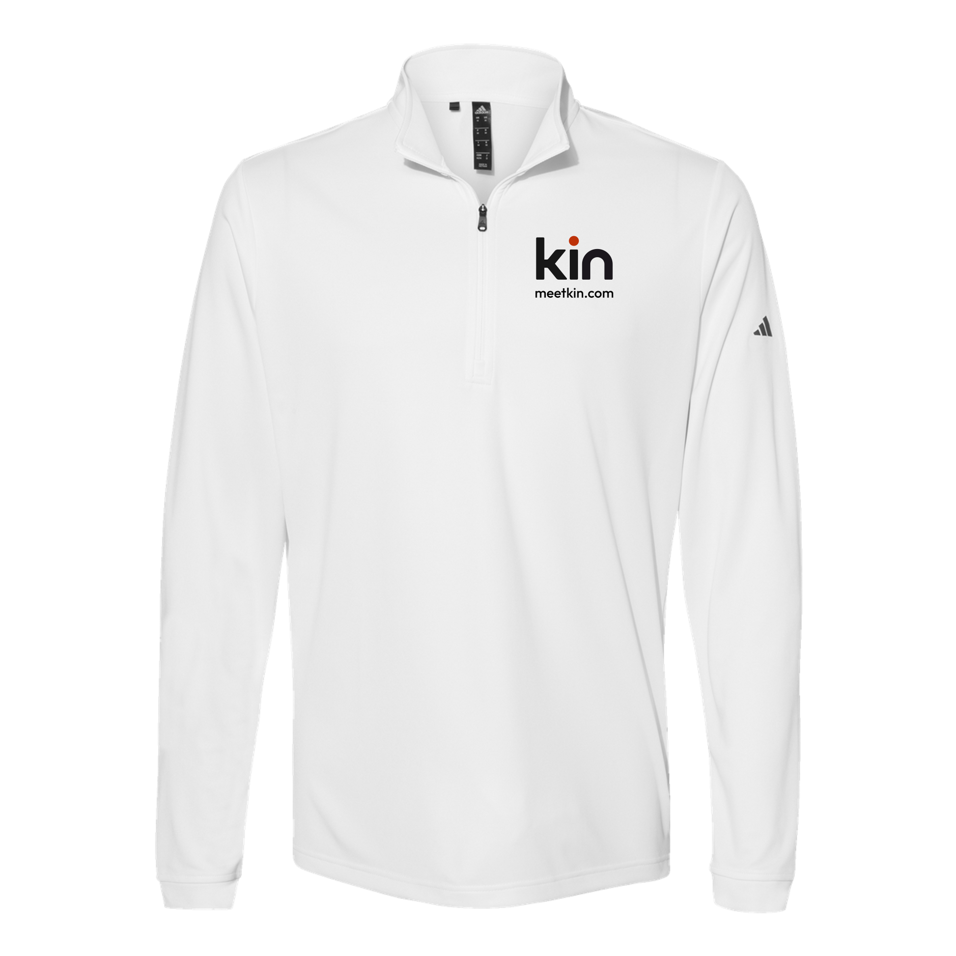 kin-adidas-quarter-zip-embroidery-leftchest-A401-white-flat-front