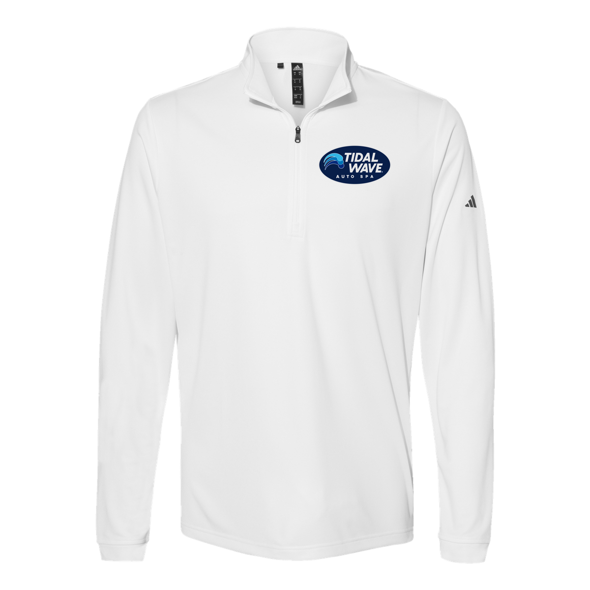 tidalwaveautospa-adidas-quarter-zip-embroidery-leftchest-A401-white-flat-front