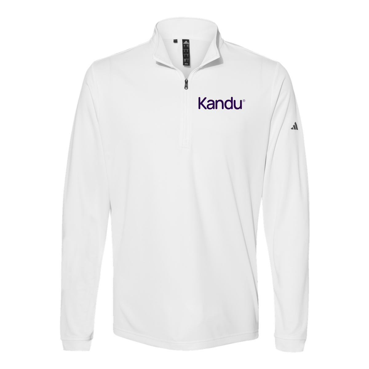 kandu-adidas-quarter-zip-embroidery-leftchest-A401-white-flat-front
