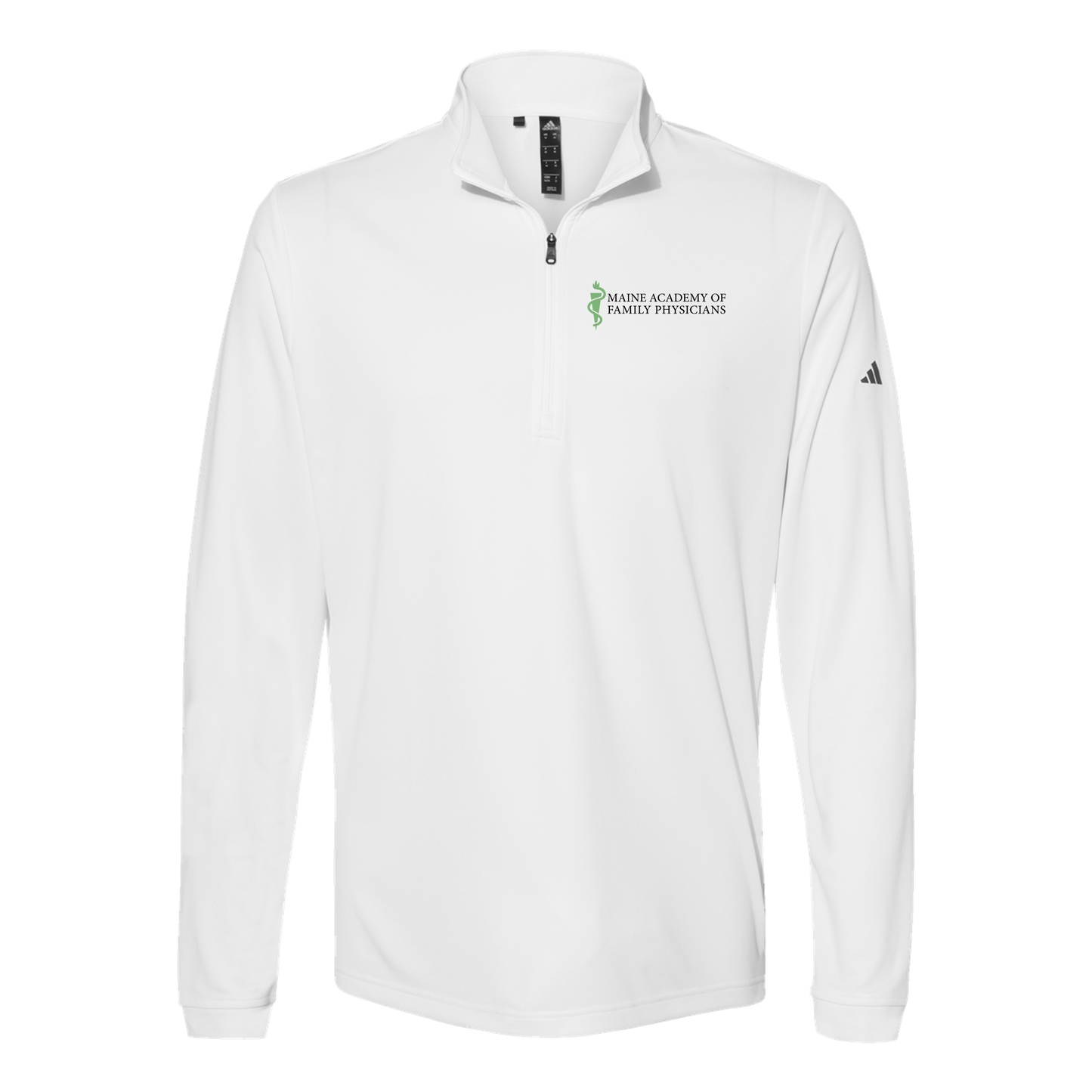 maineafp-adidas-quarter-zip-embroidery-leftchest-A401-white-flat-front