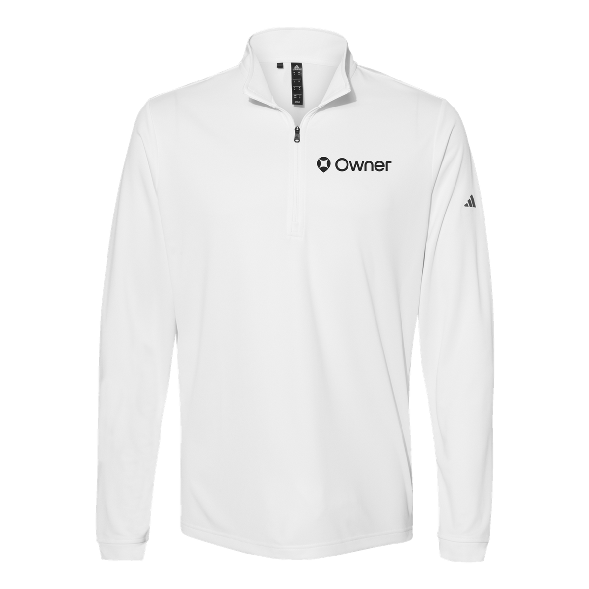 owner-adidas-quarter-zip-embroidery-leftchest-A401-white-flat-front