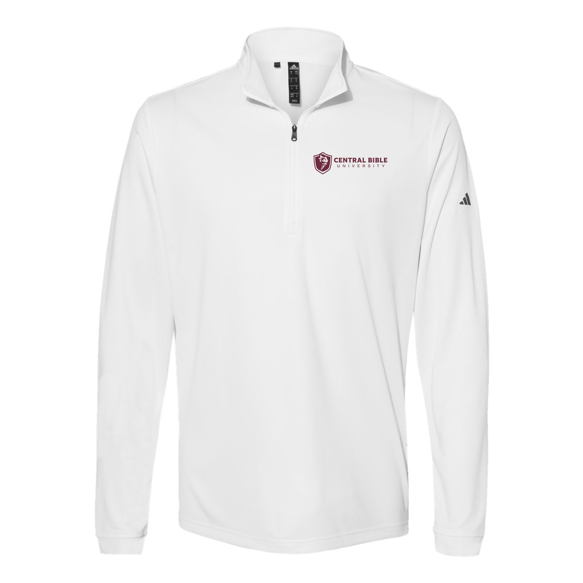 centralbible-adidas-quarter-zip-embroidery-leftchest-A401-white-flat-front