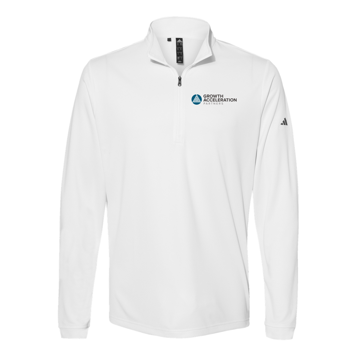 growthaccelerationpartners-adidas-quarter-zip-embroidery-leftchest-A401-white-flat-front
