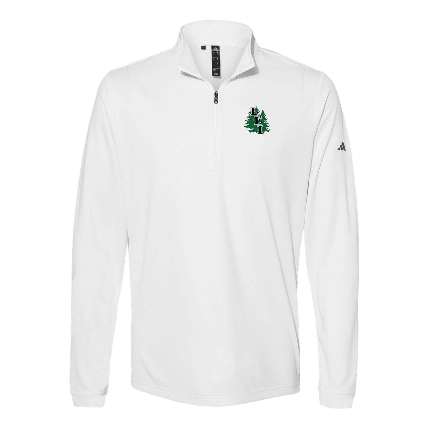 leisite-adidas-quarter-zip-embroidery-leftchest-A401-white-flat-front