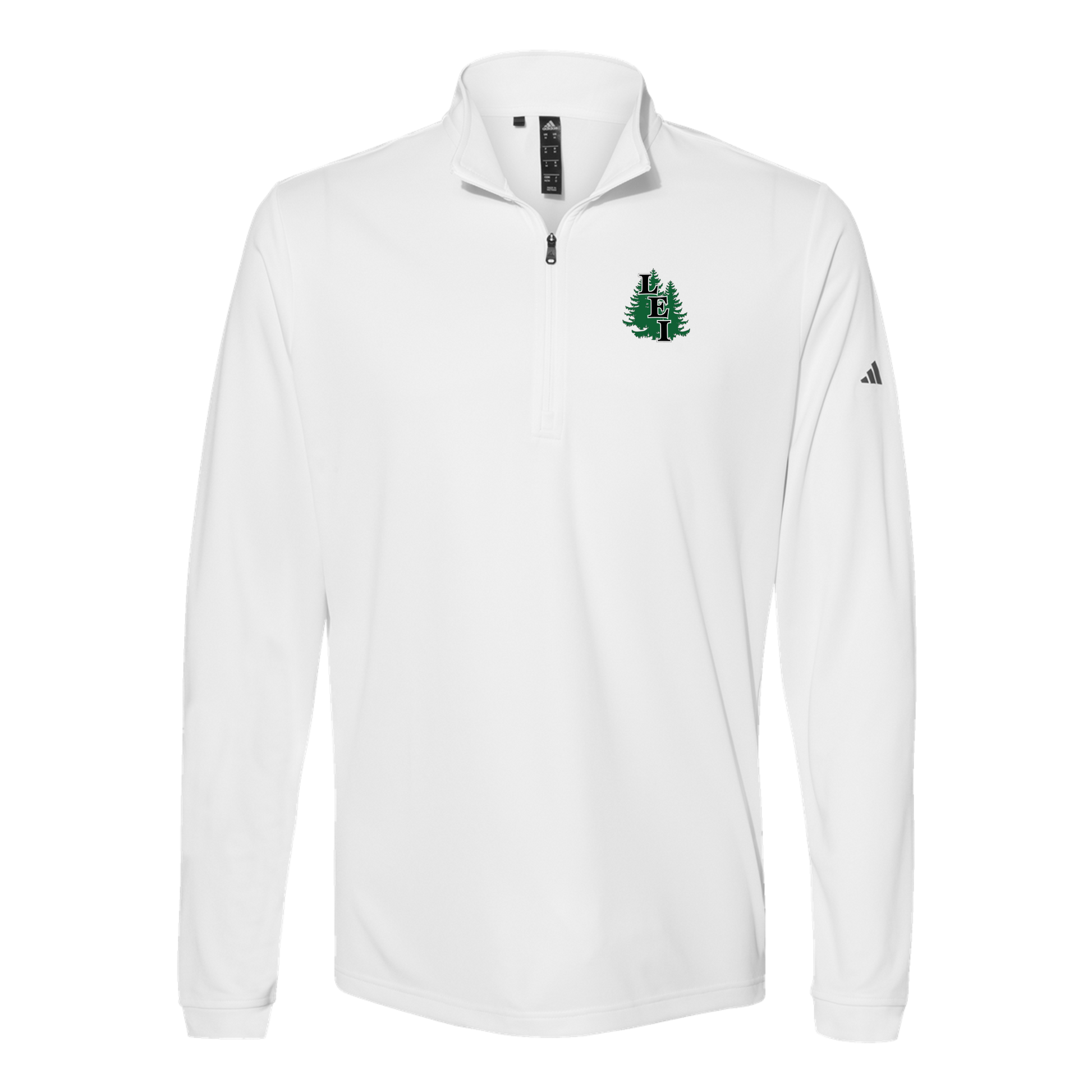 leisite-adidas-quarter-zip-embroidery-leftchest-A401-white-flat-front