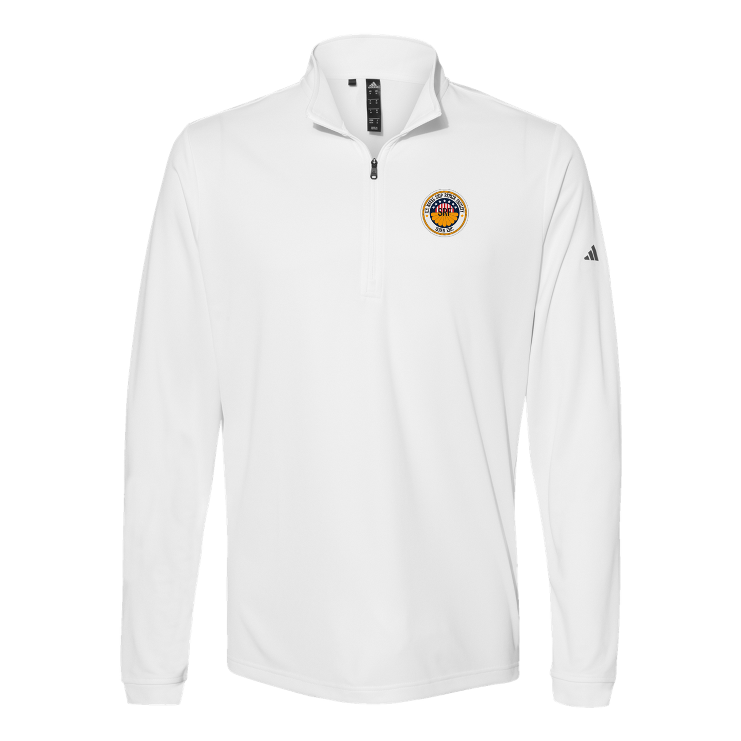 srf-jrmc-adidas-quarter-zip-embroidery-leftchest-A401-white-flat-front