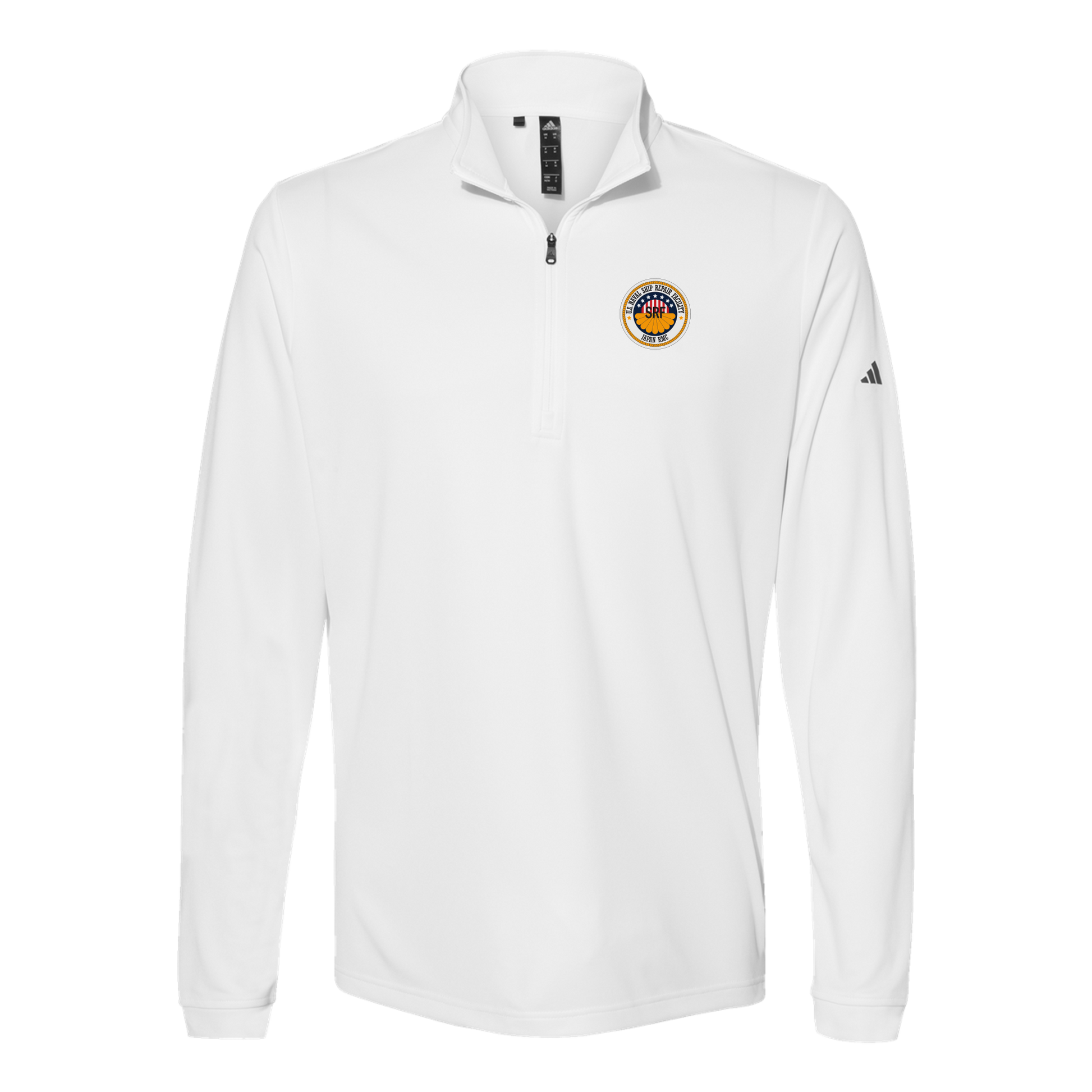 srf-jrmc-adidas-quarter-zip-embroidery-leftchest-A401-white-flat-front