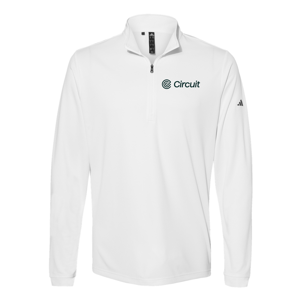 ridecircuit-adidas-quarter-zip-embroidery-leftchest-A401-white-flat-front