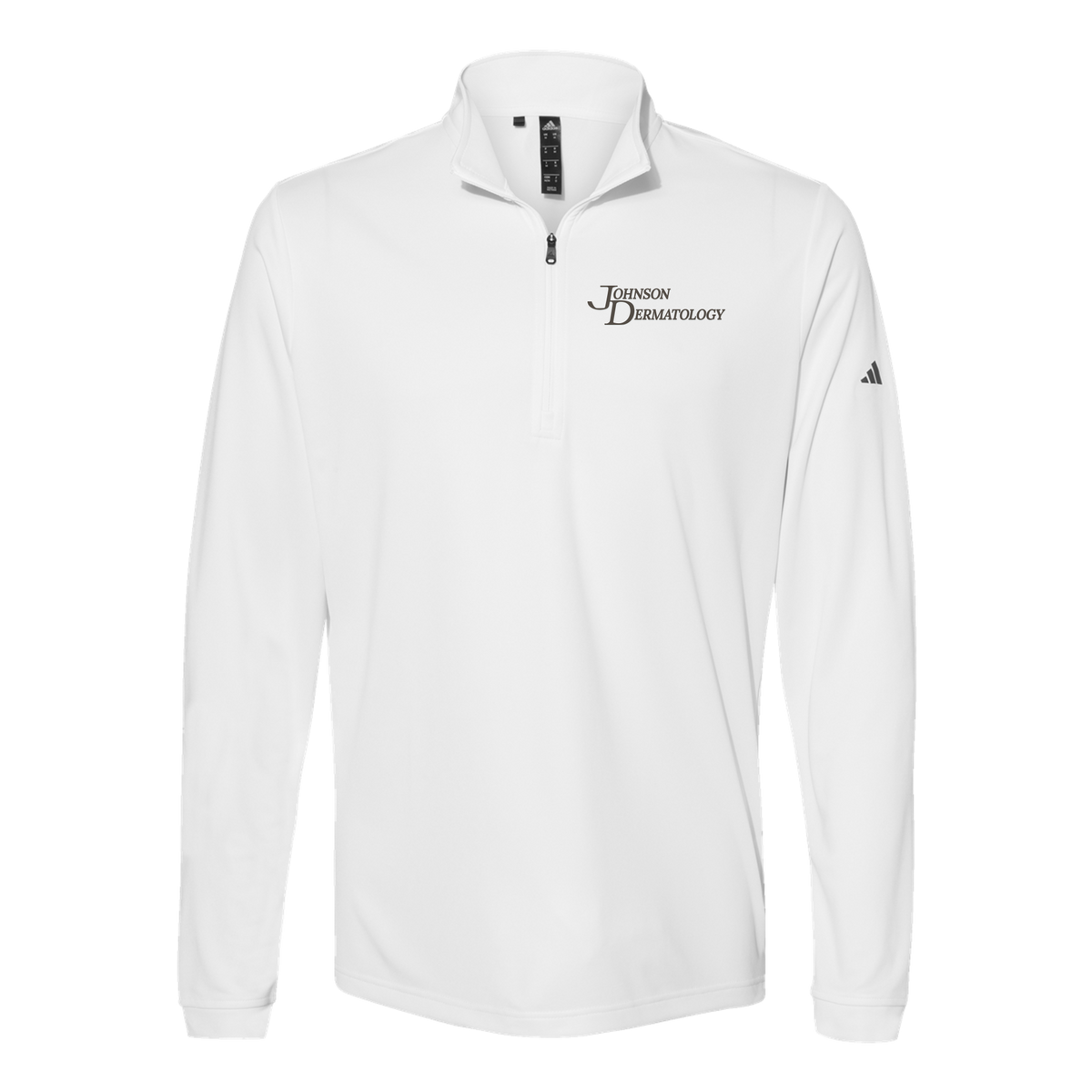 johnsondermatology-adidas-quarter-zip-embroidery-leftchest-A401-white-flat-front