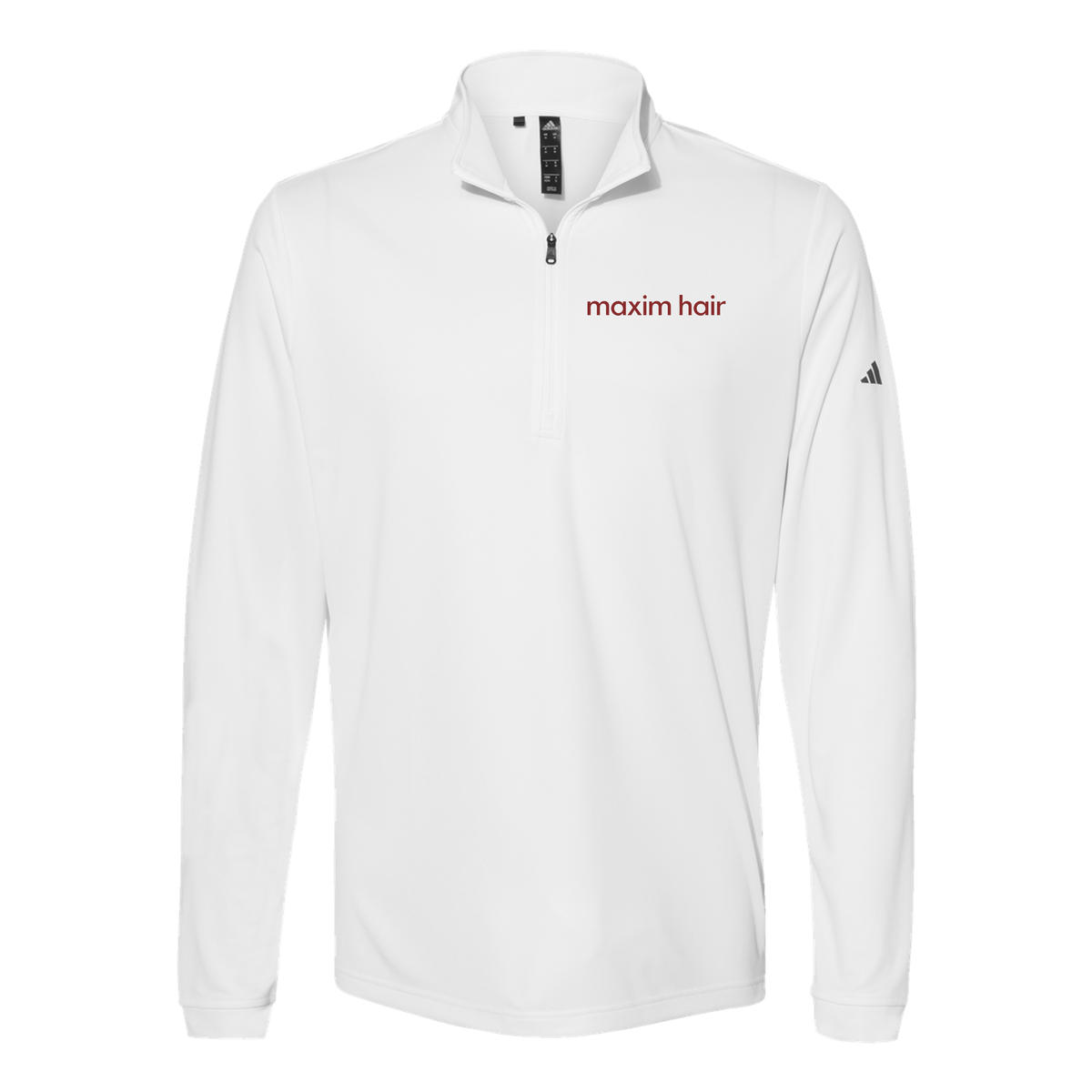 maximhairrestoration-adidas-quarter-zip-embroidery-leftchest-A401-white-flat-front