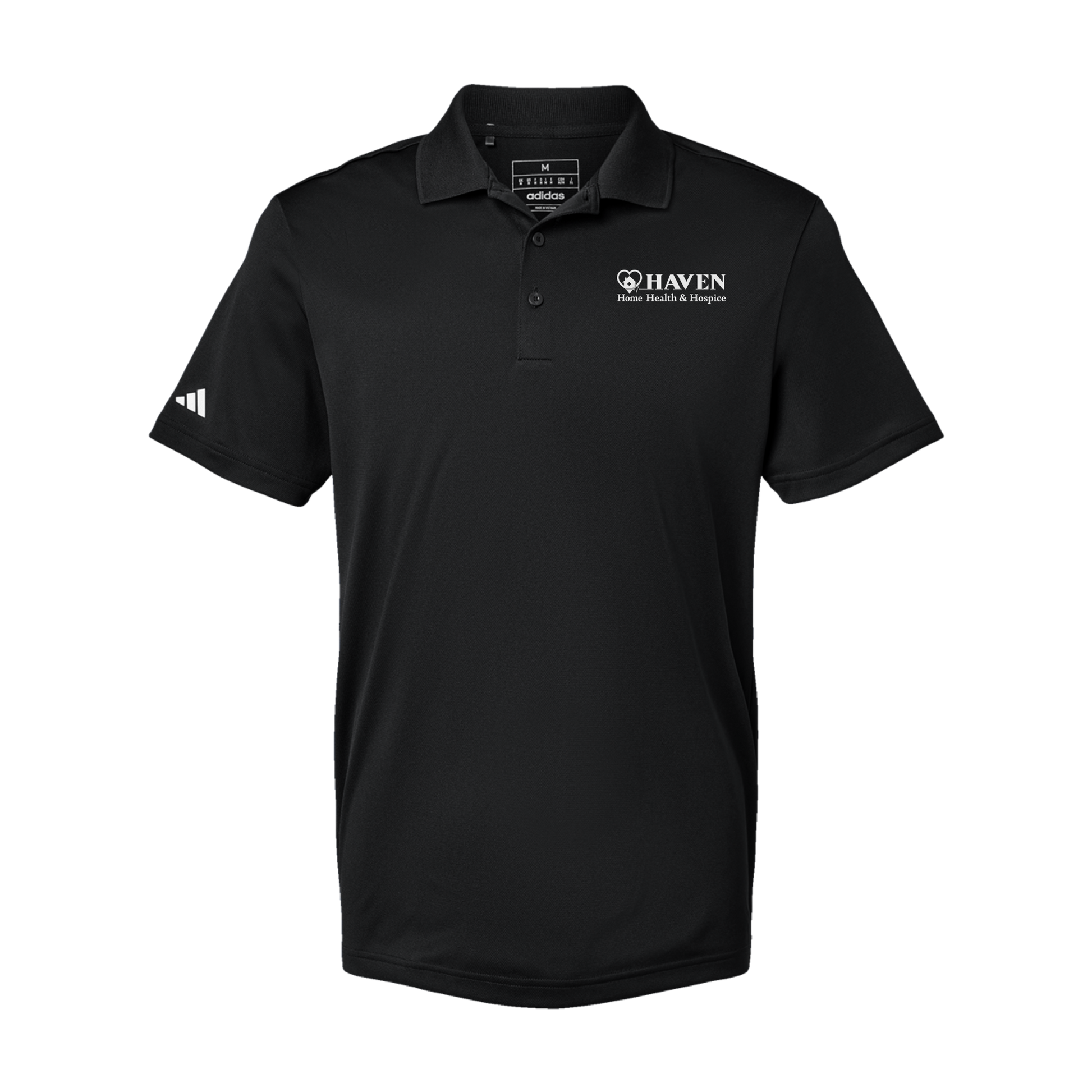 haven-adidas-mens-sport-polo-shirt-embroidery-leftchest-A430-black-flat-front
