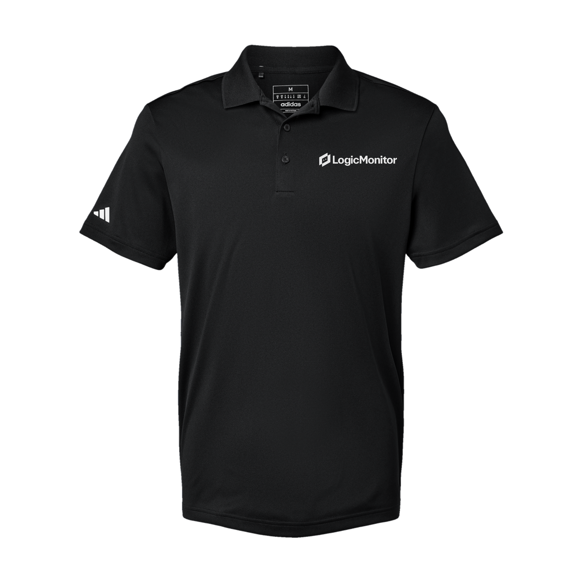 logicmonitor-adidas-mens-sport-polo-shirt-embroidery-leftchest-A430-black-flat-front