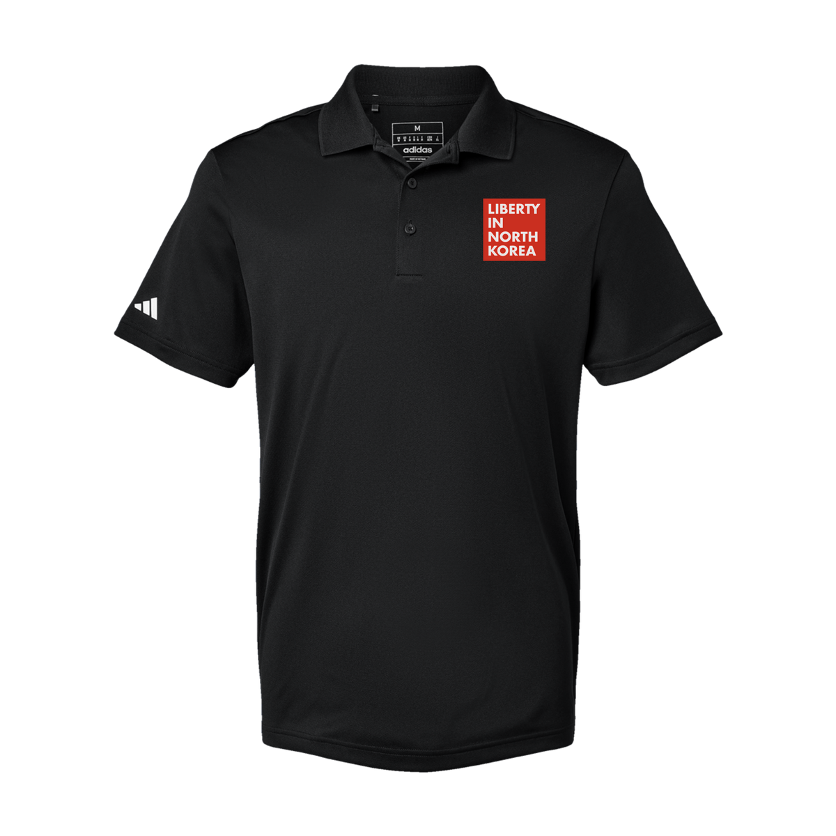 libertyinnorthkorea-adidas-mens-sport-polo-shirt-embroidery-leftchest-A430-black-flat-front