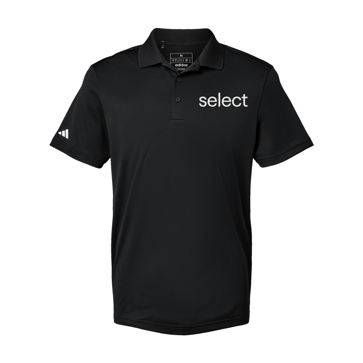 meetselect-adidas-mens-sport-polo-shirt-embroidery-leftchest-A430-black-flat-front