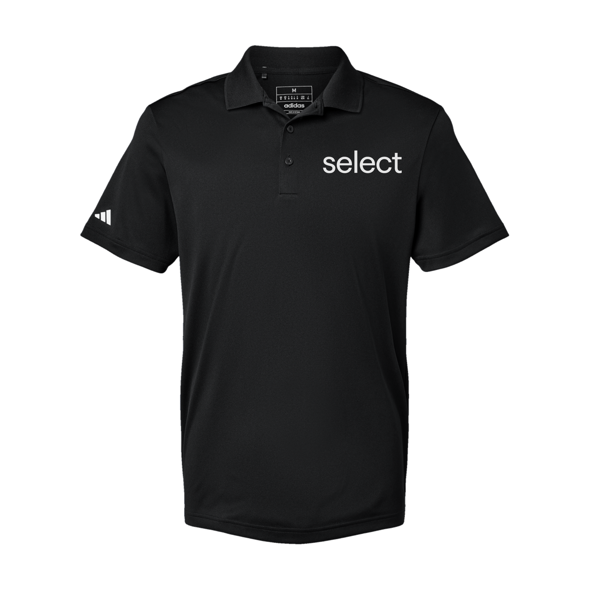meetselect-adidas-mens-sport-polo-shirt-embroidery-leftchest-A430-black-flat-front