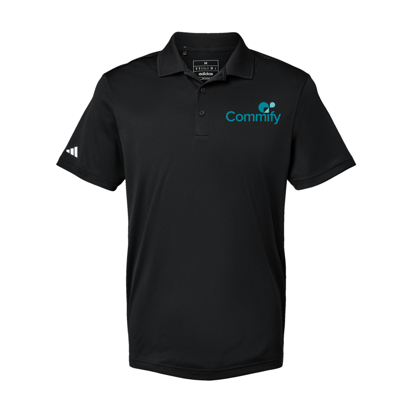 commify-adidas-mens-sport-polo-shirt-embroidery-leftchest-A430-black-flat-front