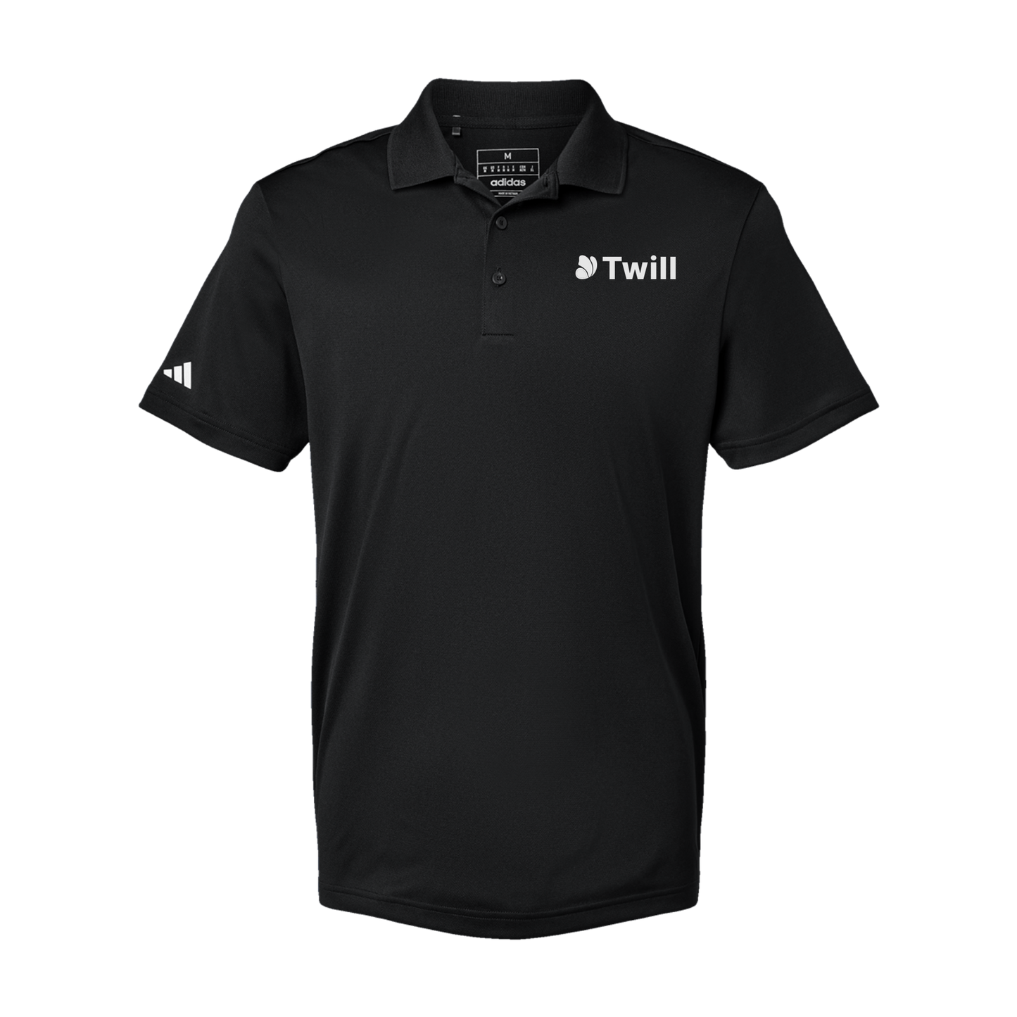 withtwill-adidas-mens-sport-polo-shirt-embroidery-leftchest-A430-black-flat-front