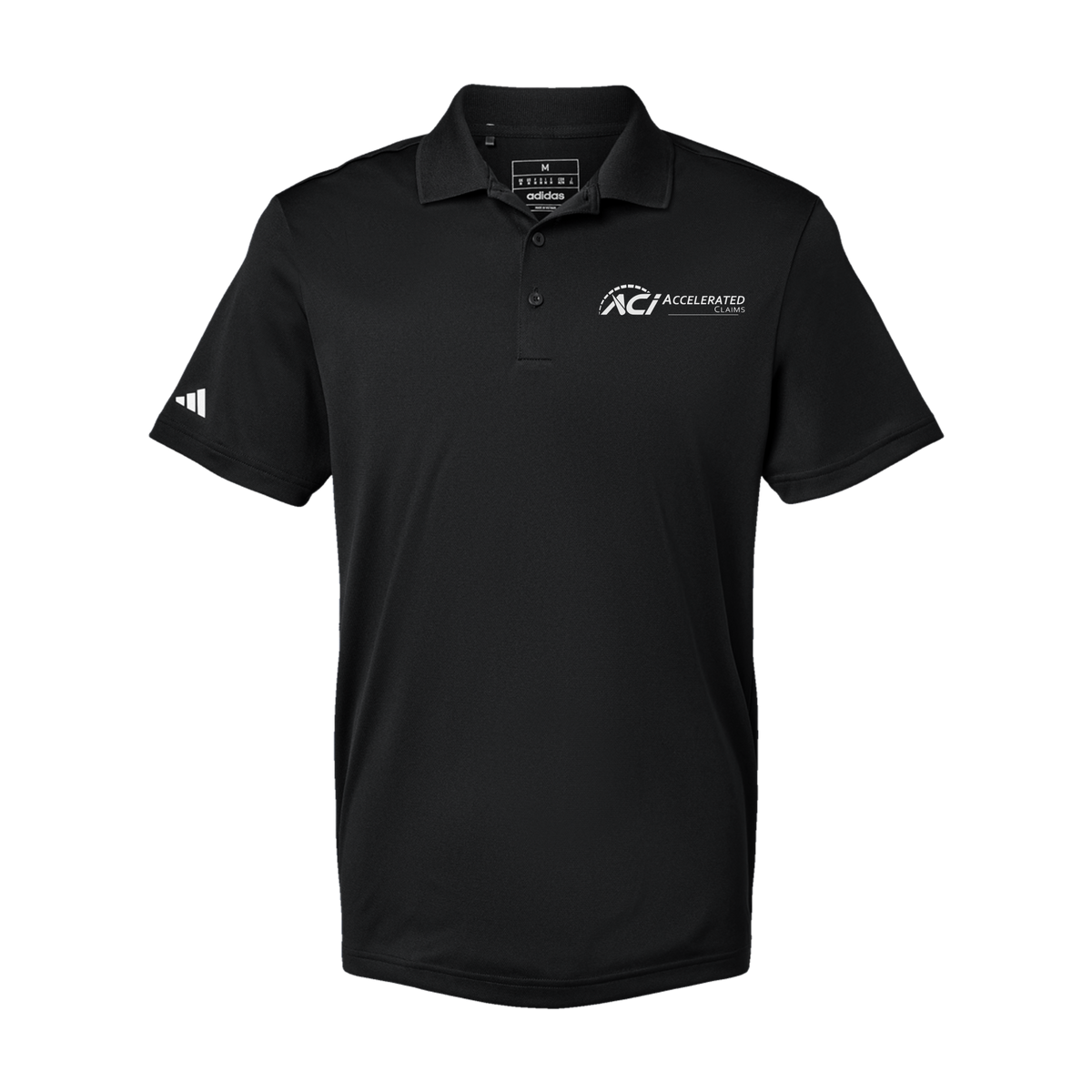 accelclaims-adidas-mens-sport-polo-shirt-embroidery-leftchest-A430-black-flat-front