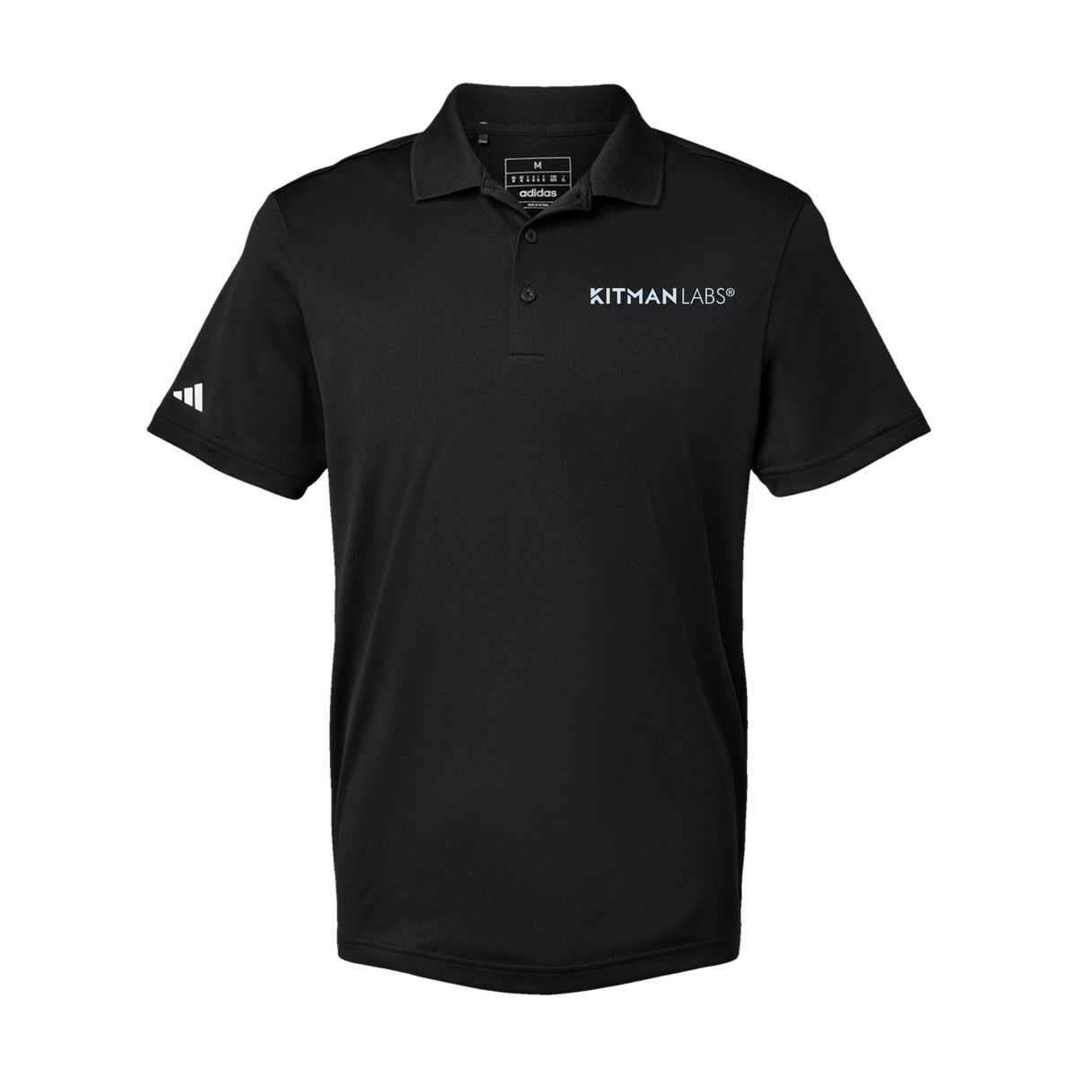kitmanlabs-adidas-mens-sport-polo-shirt-embroidery-leftchest-A430-black-flat-front