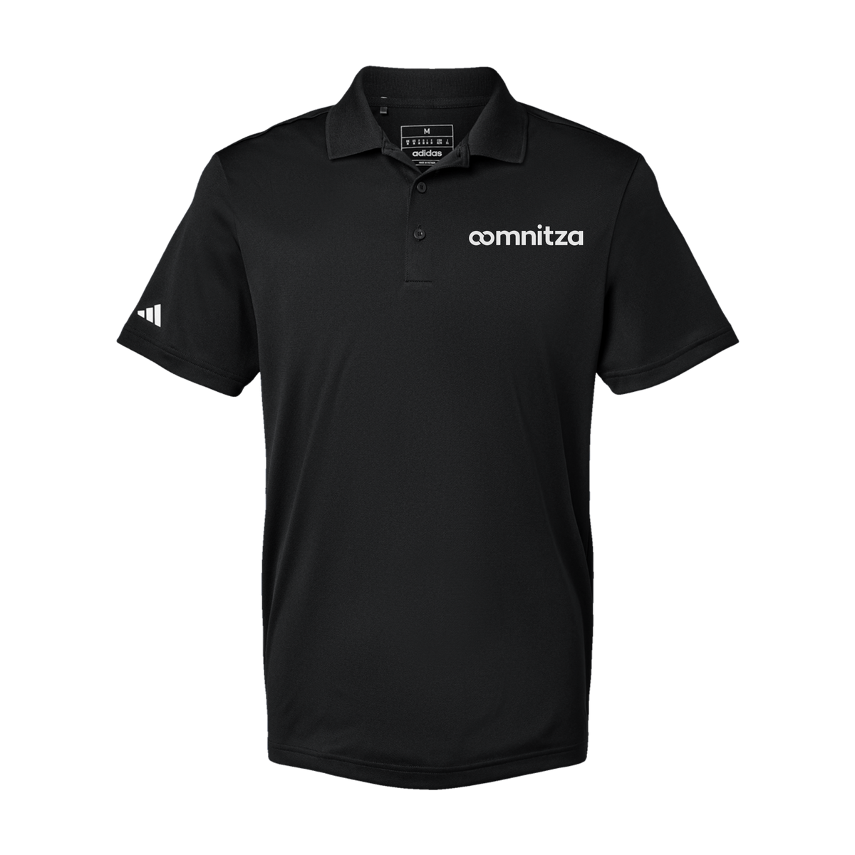 oomnitza-adidas-mens-sport-polo-shirt-embroidery-leftchest-A430-black-flat-front