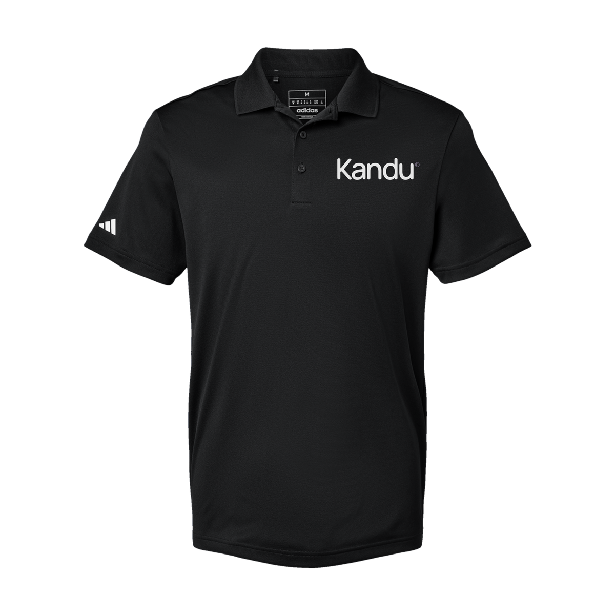 kandu-adidas-mens-sport-polo-shirt-embroidery-leftchest-A430-black-flat-front