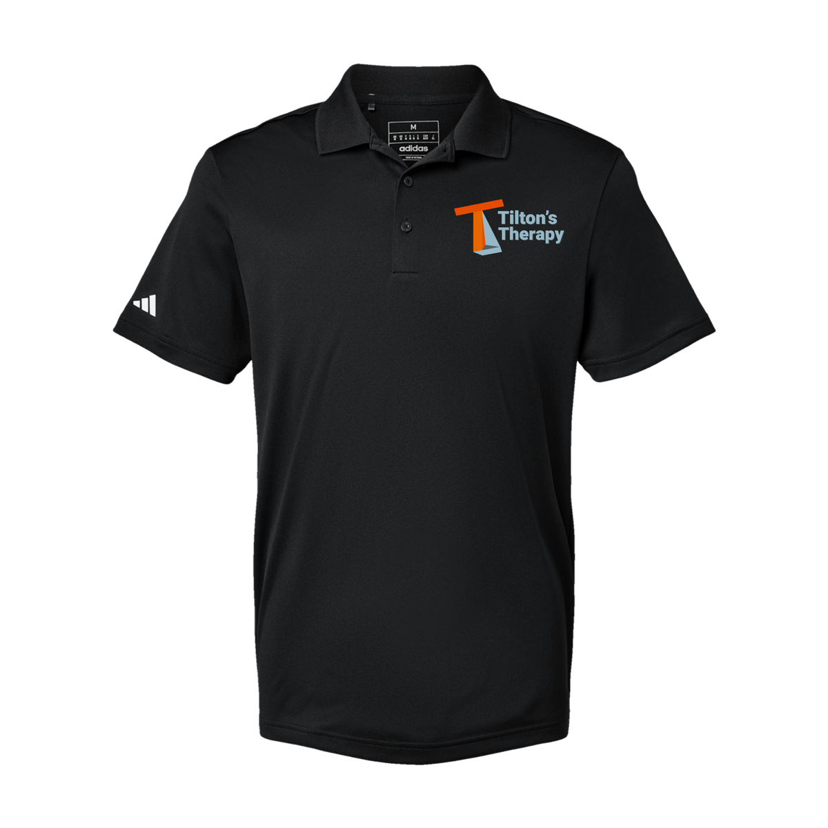 tiltonstherapy-adidas-mens-sport-polo-shirt-embroidery-leftchest-A430-black-flat-front