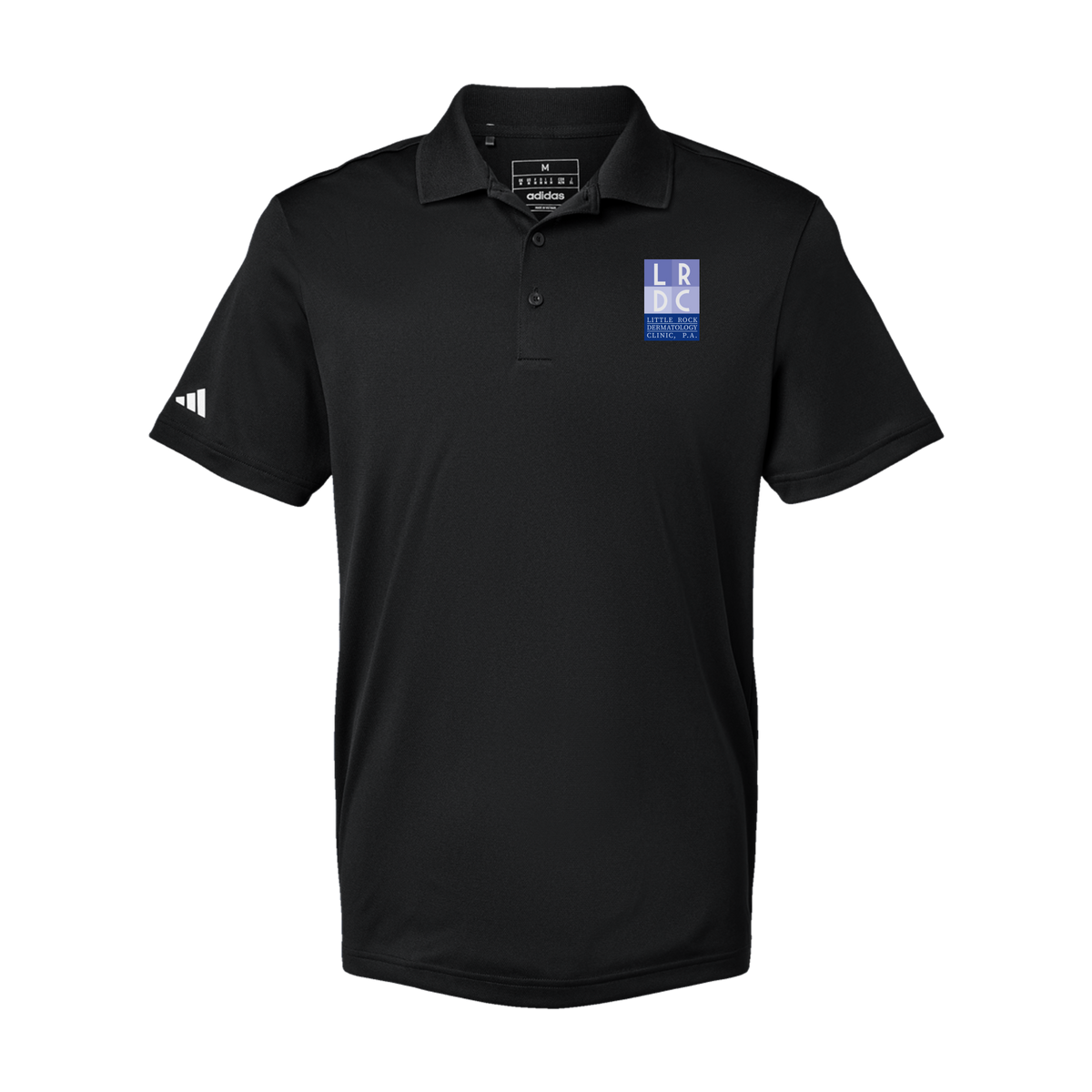 littlerockdermatology-adidas-mens-sport-polo-shirt-embroidery-leftchest-A430-black-flat-front