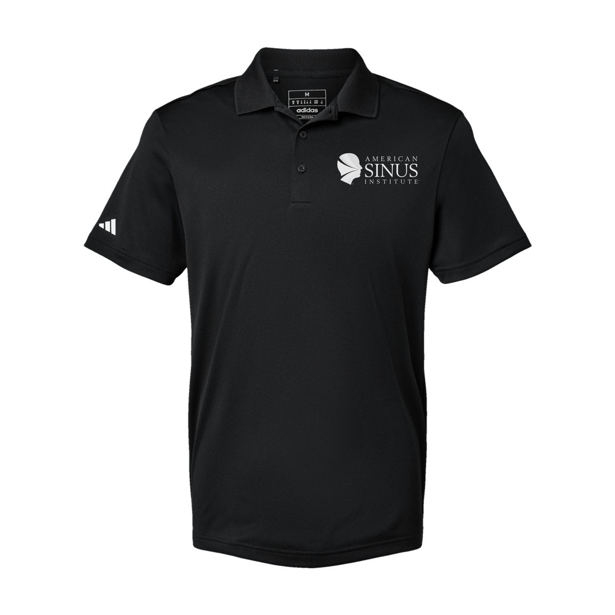 americansinus-adidas-mens-sport-polo-shirt-embroidery-leftchest-A430-black-flat-front