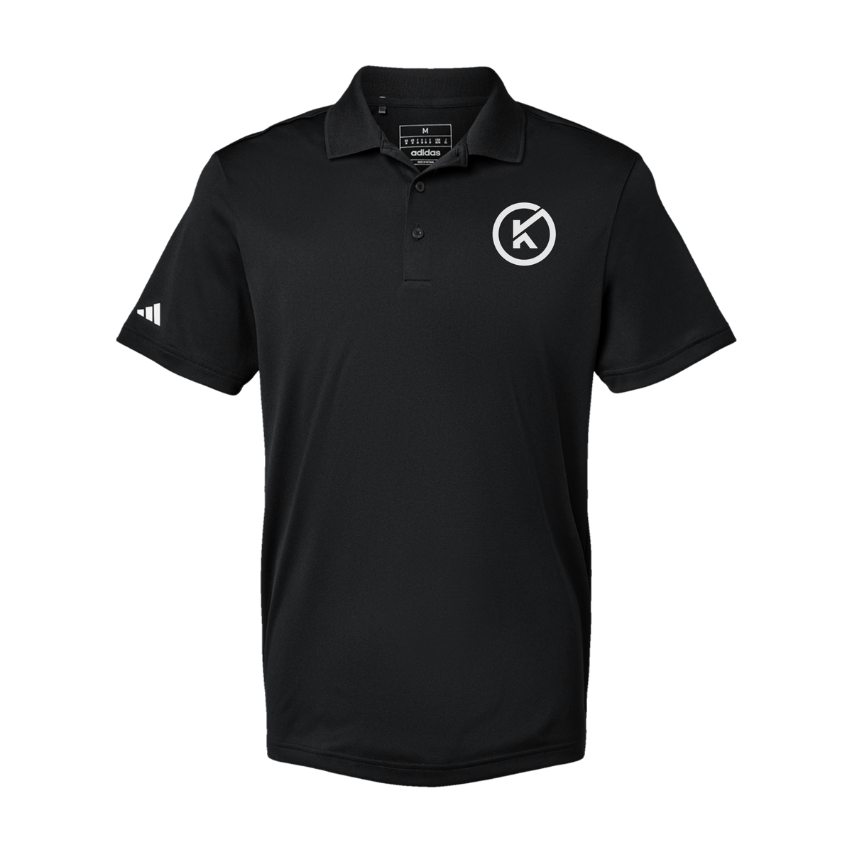 kitmanlabs-adidas-mens-sport-polo-shirt-embroidery-leftchest-A430-black-flat-front