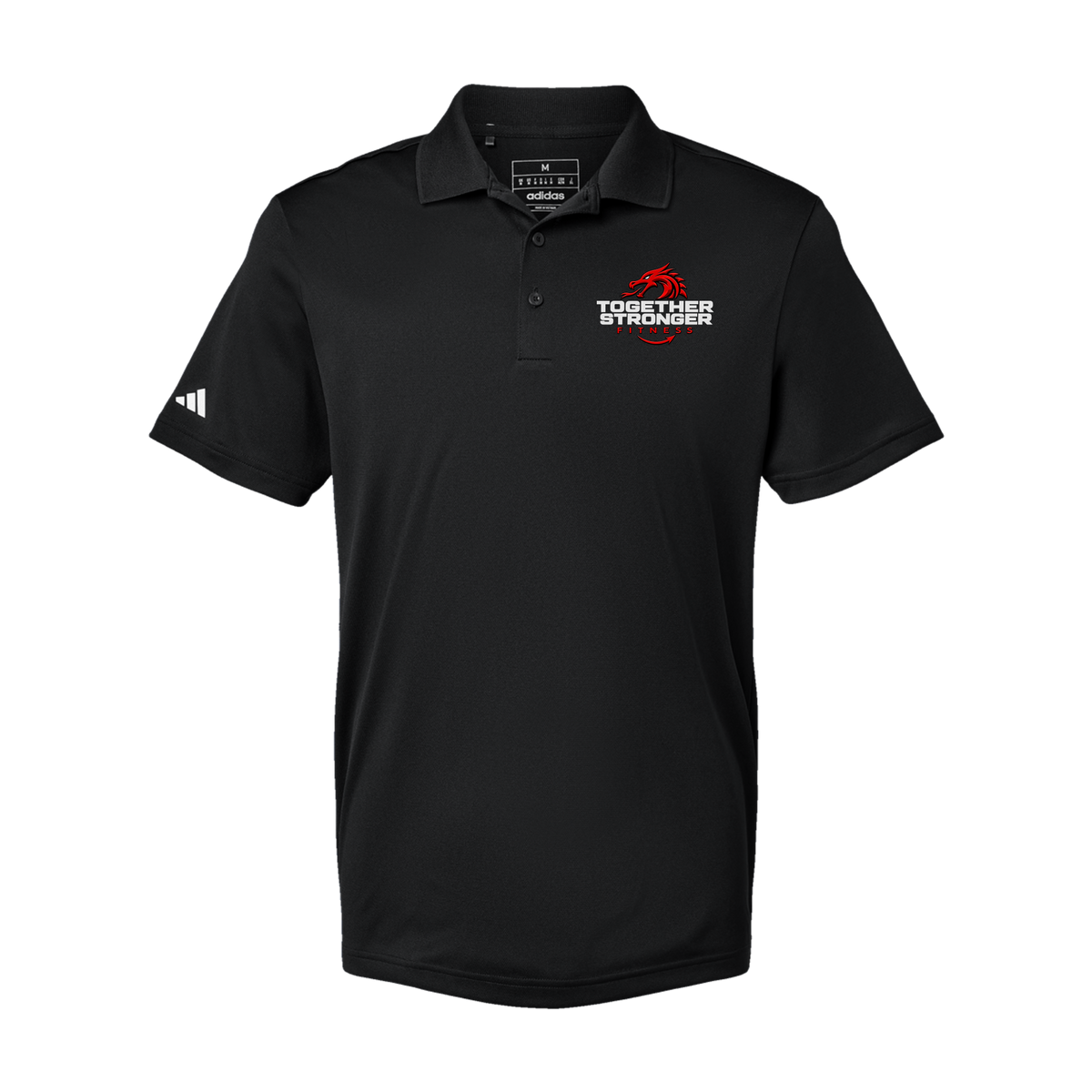 togetherstrongerfitness-adidas-mens-sport-polo-shirt-embroidery-leftchest-A430-black-flat-front