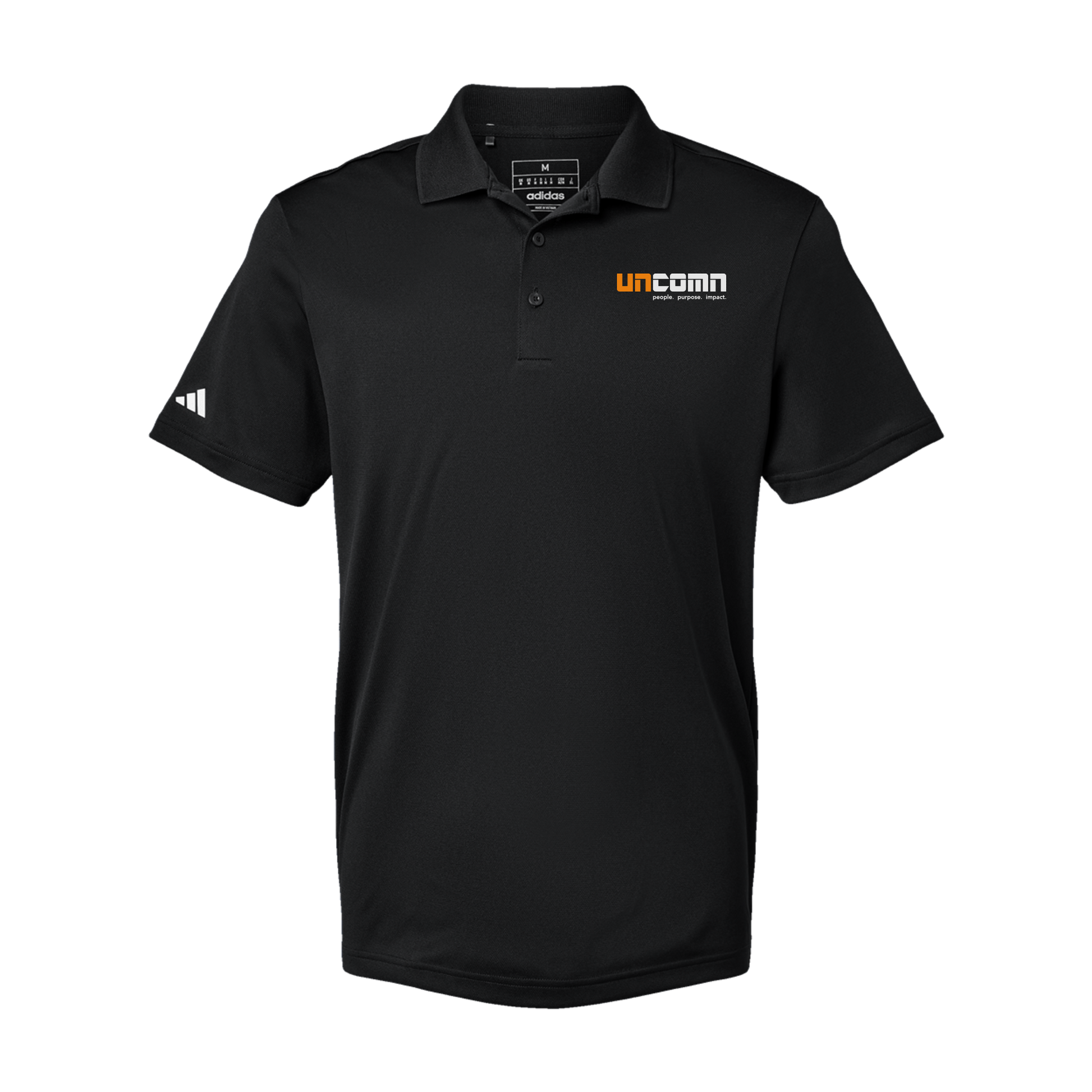 uncomn-adidas-mens-sport-polo-shirt-embroidery-leftchest-A430-black-flat-front