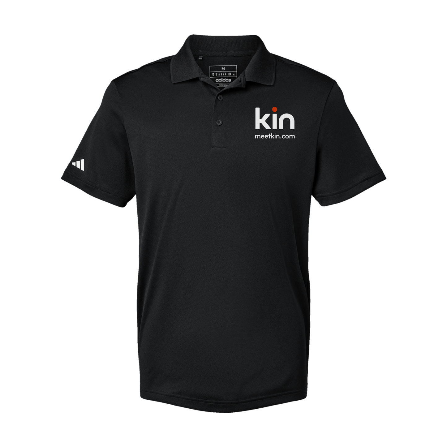 kin-adidas-mens-sport-polo-shirt-embroidery-leftchest-A430-black-flat-front
