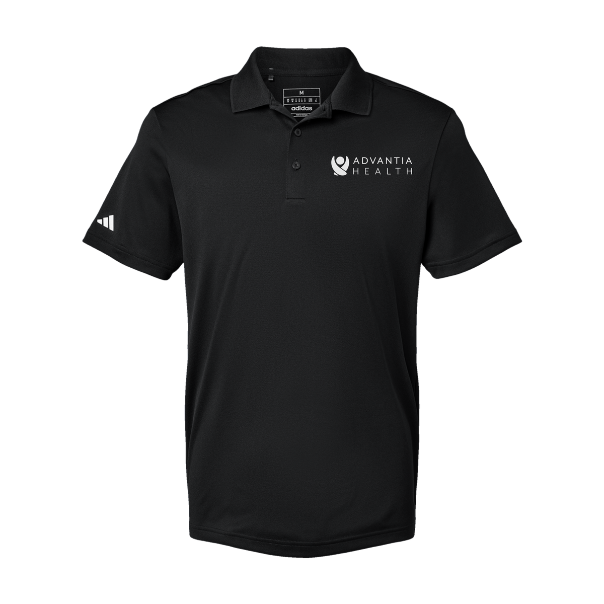 advantiahealth-adidas-mens-sport-polo-shirt-embroidery-leftchest-A430-black-flat-front