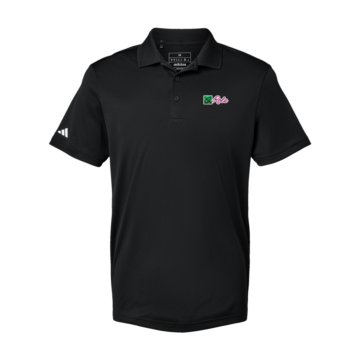 cinemarole-adidas-mens-sport-polo-shirt-embroidery-leftchest-A430-black-flat-front