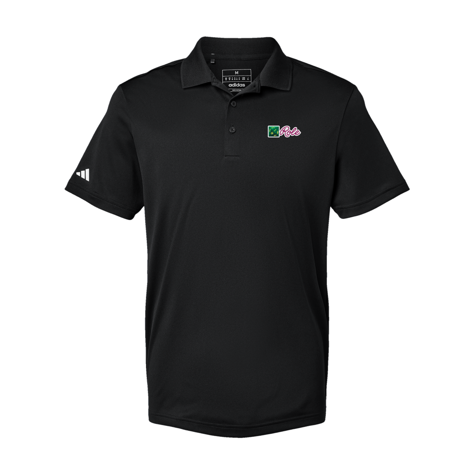 cinemarole-adidas-mens-sport-polo-shirt-embroidery-leftchest-A430-black-flat-front
