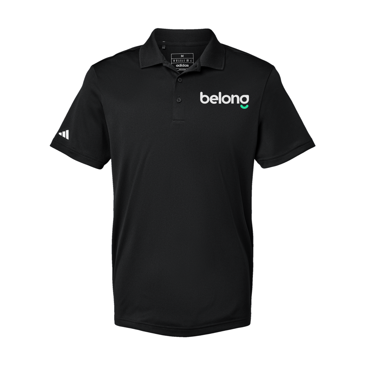 belonghome-adidas-mens-sport-polo-shirt-embroidery-leftchest-A430-black-flat-front