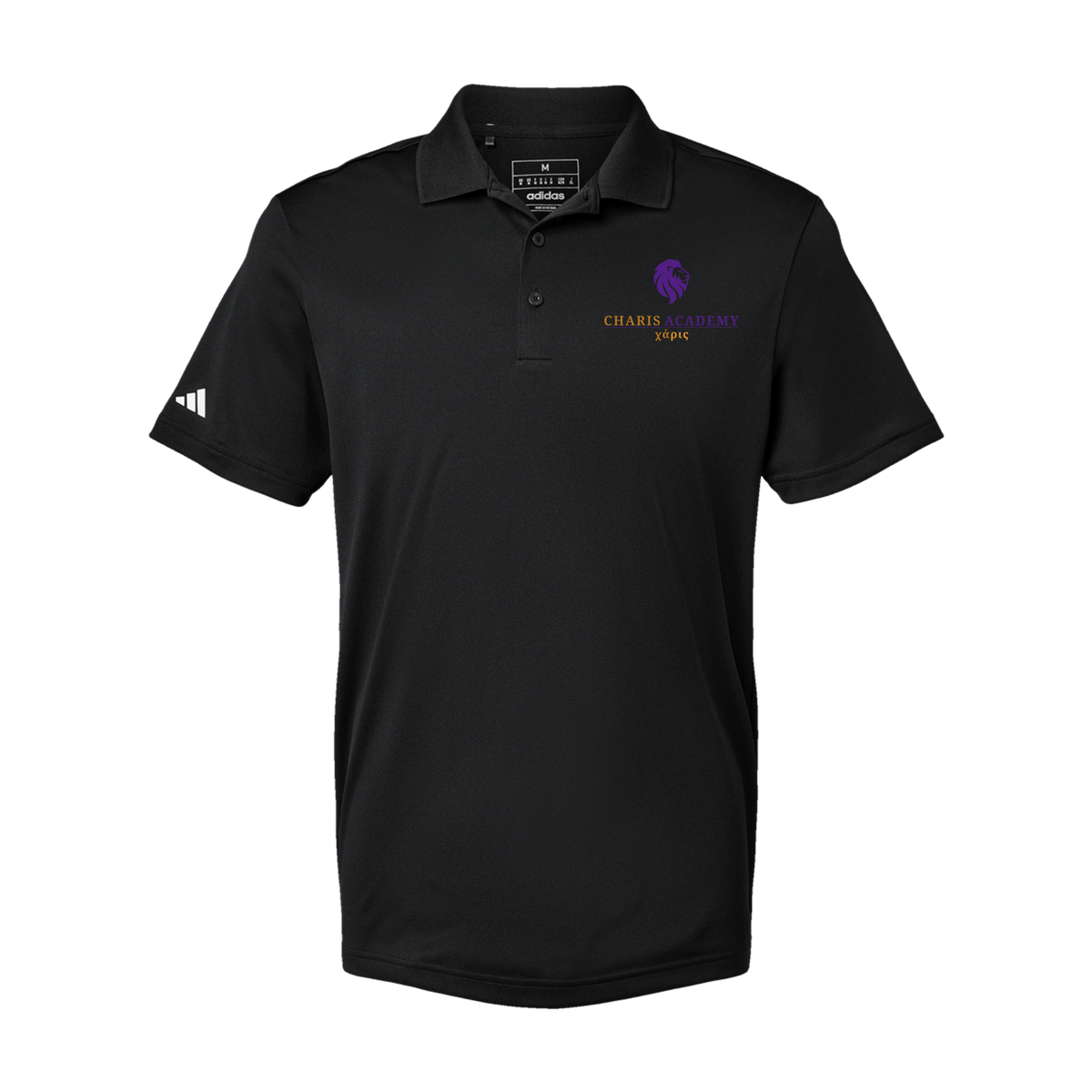 cahazleton-adidas-mens-sport-polo-shirt-embroidery-leftchest-A430-black-flat-front