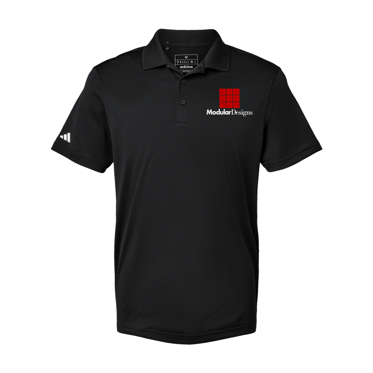 modulardesignsflooring-adidas-mens-sport-polo-shirt-embroidery-leftchest-A430-black-flat-front