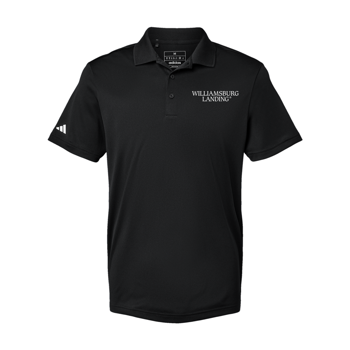 williamsburglanding-adidas-mens-sport-polo-shirt-embroidery-leftchest-A430-black-flat-front