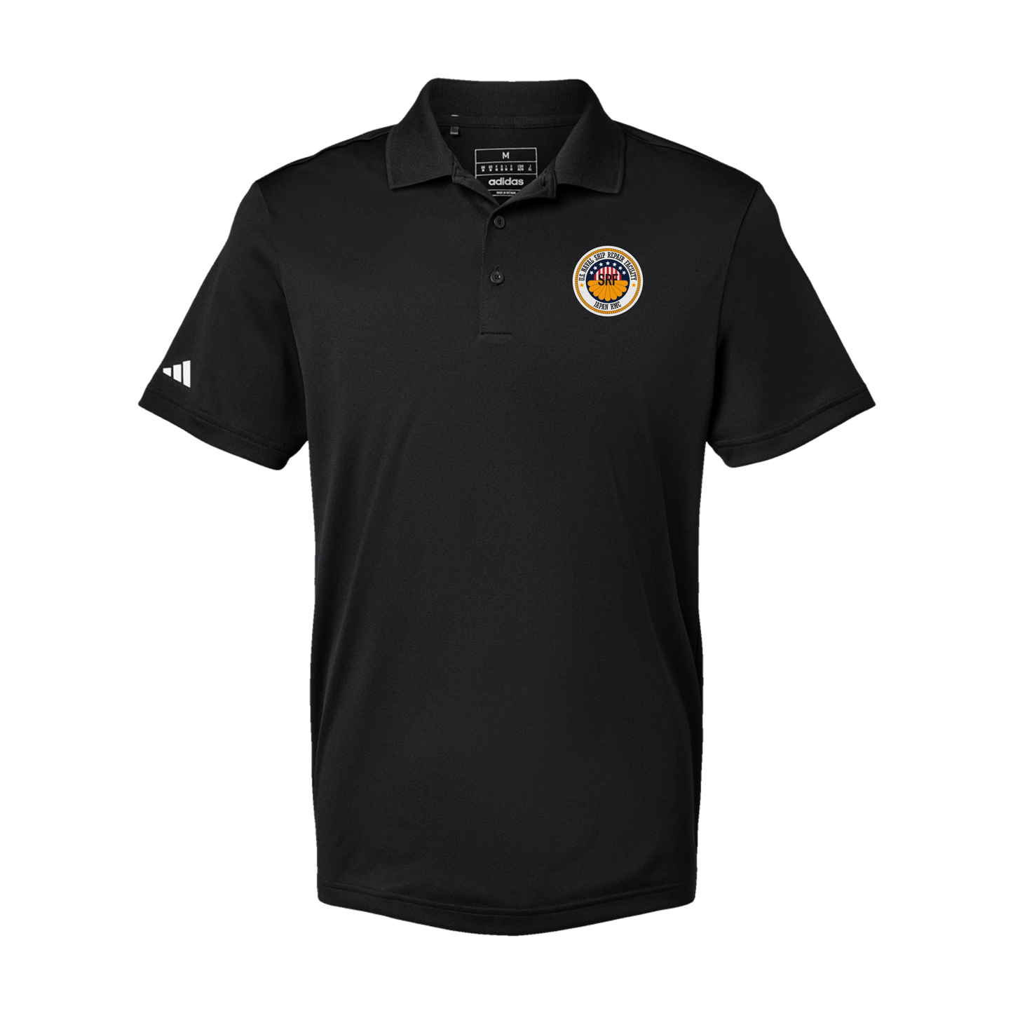 srf-jrmc-adidas-mens-sport-polo-shirt-embroidery-leftchest-A430-black-flat-front