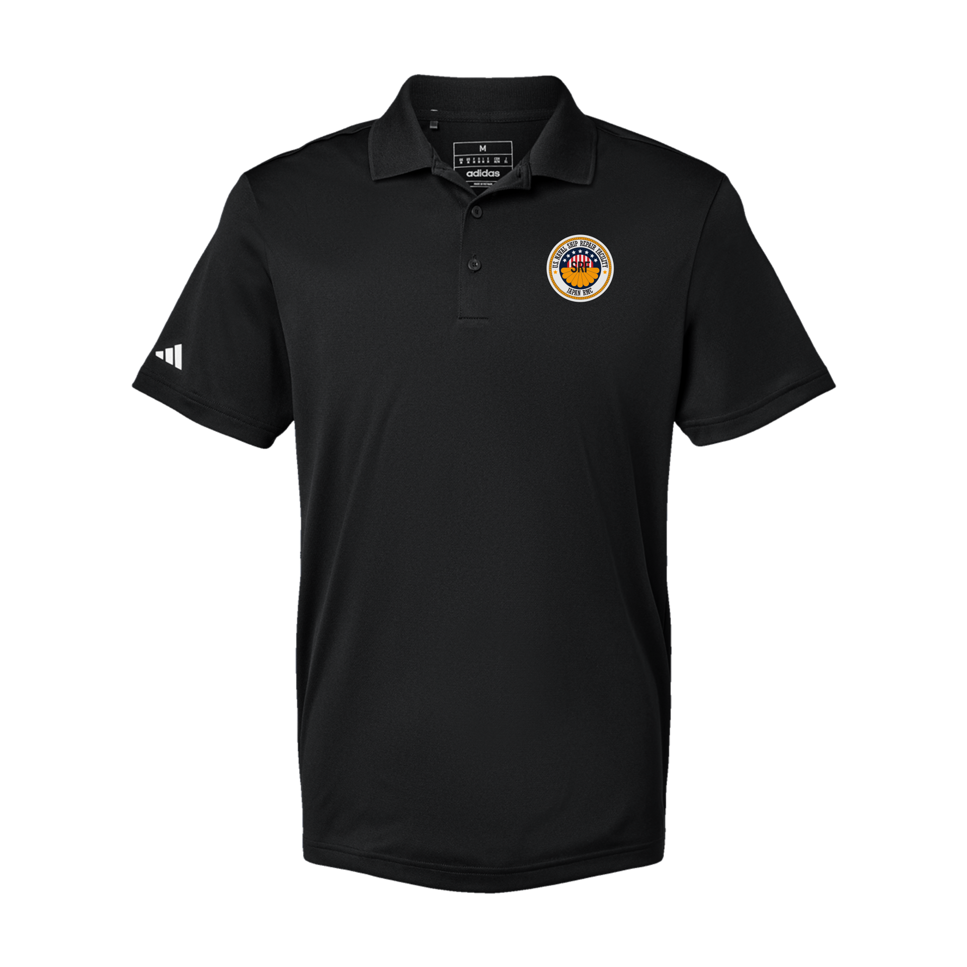 srf-jrmc-adidas-mens-sport-polo-shirt-embroidery-leftchest-A430-black-flat-front