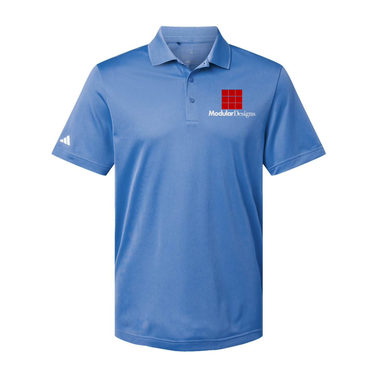 modulardesignsflooring-adidas-mens-sport-polo-shirt-embroidery-leftchest-A430-bluefusion-flat-front
