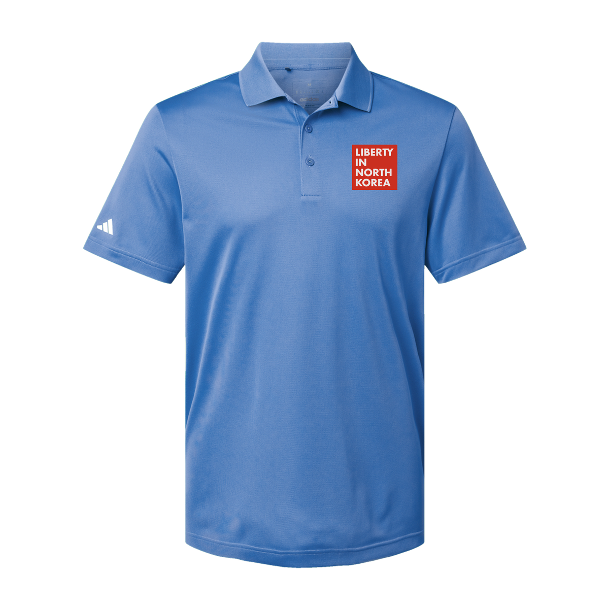 libertyinnorthkorea-adidas-mens-sport-polo-shirt-embroidery-leftchest-A430-bluefusion-flat-front