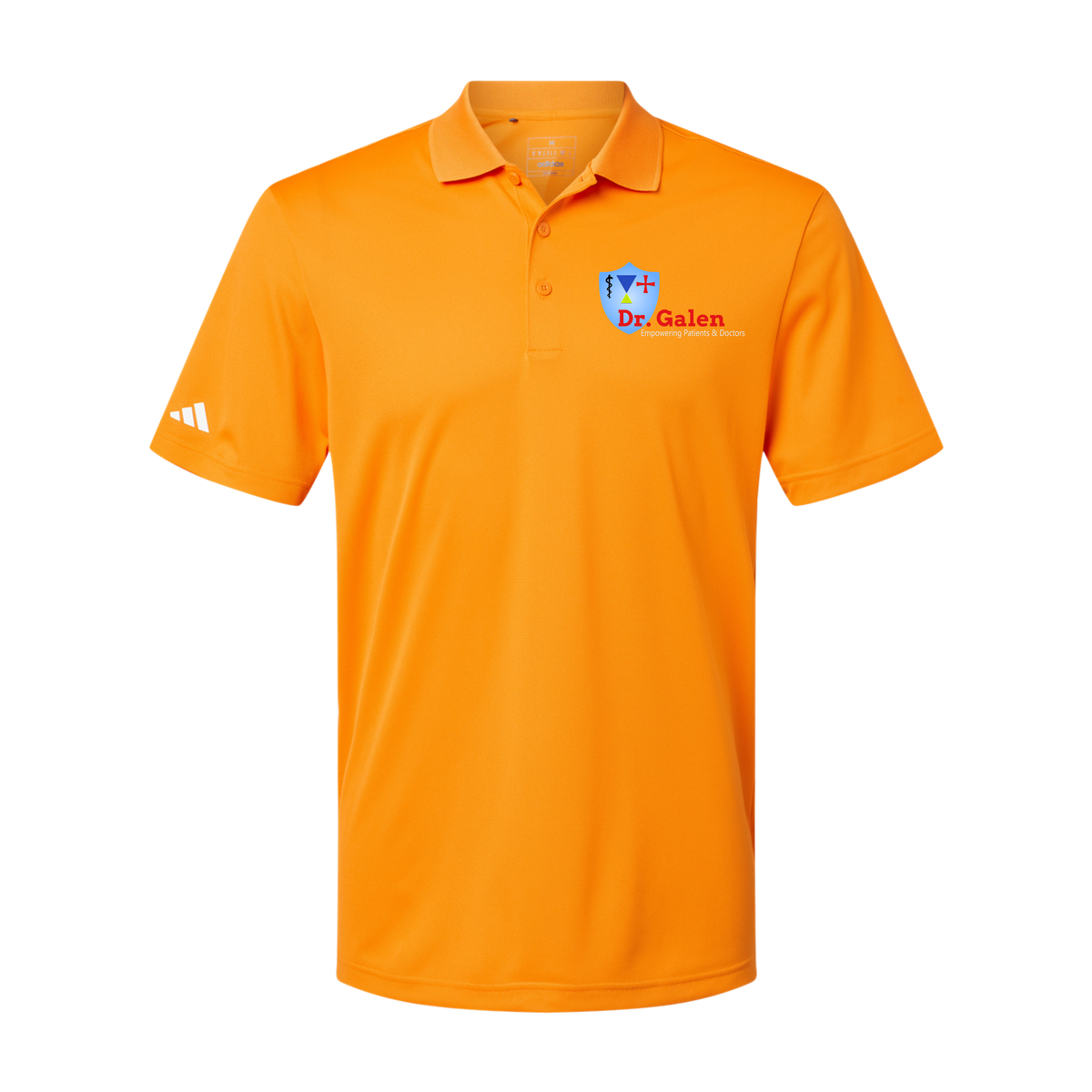 drgalen-adidas-mens-sport-polo-shirt-embroidery-leftchest-A430-brightorange-flat-front