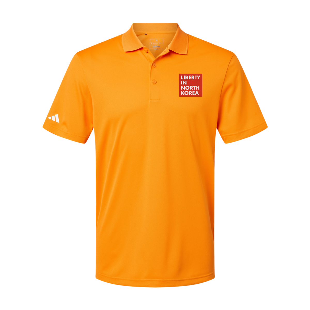 libertyinnorthkorea-adidas-mens-sport-polo-shirt-embroidery-leftchest-A430-brightorange-flat-front