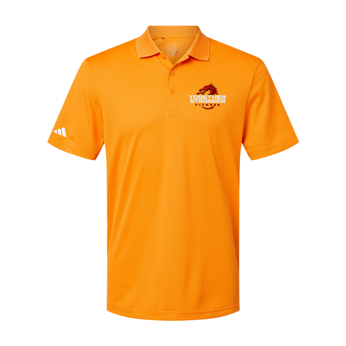 togetherstrongerfitness-adidas-mens-sport-polo-shirt-embroidery-leftchest-A430-brightorange-flat-front