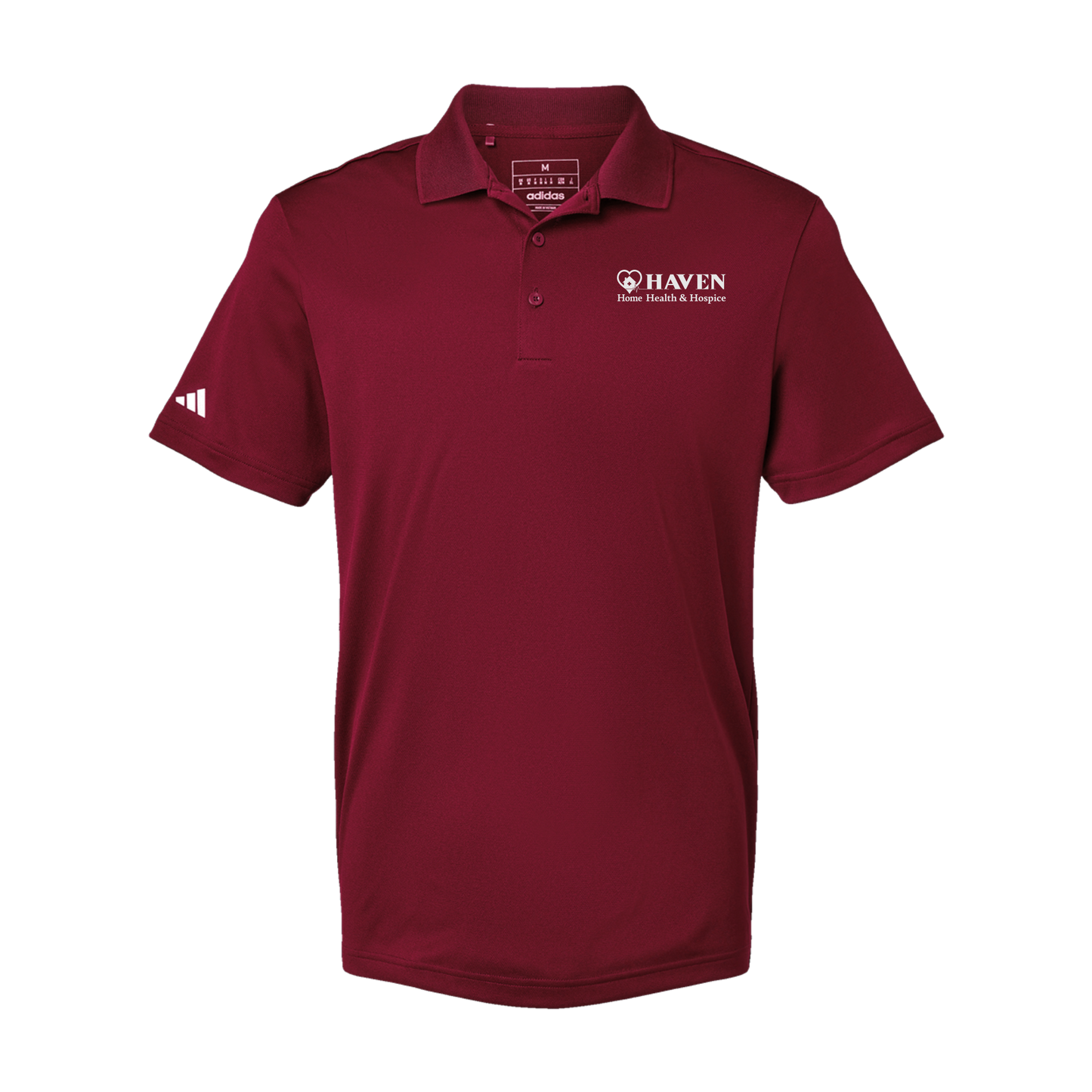 haven-adidas-mens-sport-polo-shirt-embroidery-leftchest-A430-collegiateburgundy-flat-front