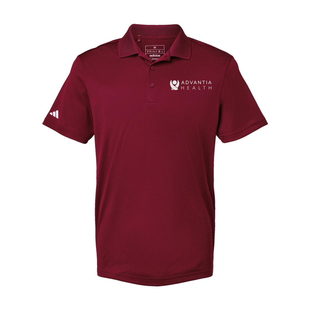 advantiahealth-adidas-mens-sport-polo-shirt-embroidery-leftchest-A430-collegiateburgundy-flat-front