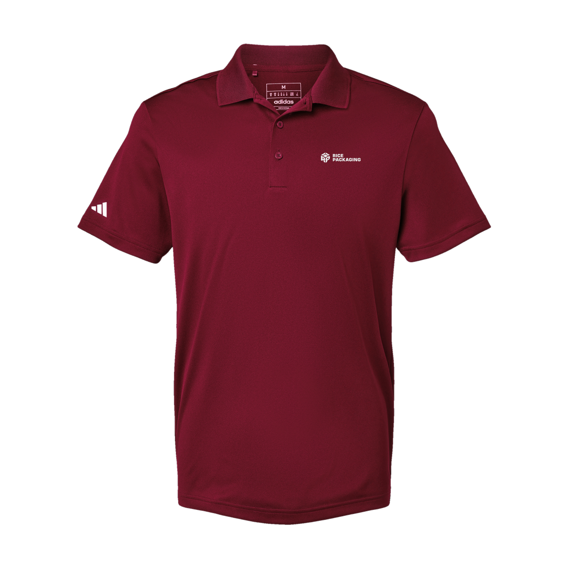 ricepackaging-adidas-mens-sport-polo-shirt-embroidery-leftchest-A430-collegiateburgundy-flat-front